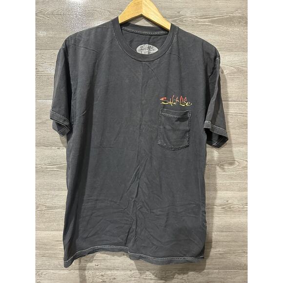 Salt Life Marlin T-Shirt Pocket Mens Size L Black Hot Rods Bait & Tackle Box - Picture 1 of 4